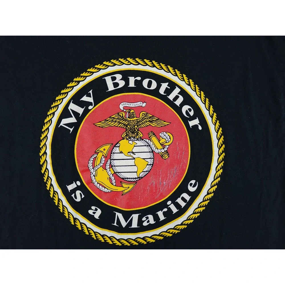 Gildan T-Shirt Mens‎ XL Black My Brother is a Marine USMC Graphic Tee